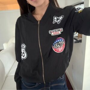 Embroidered Black Bomber